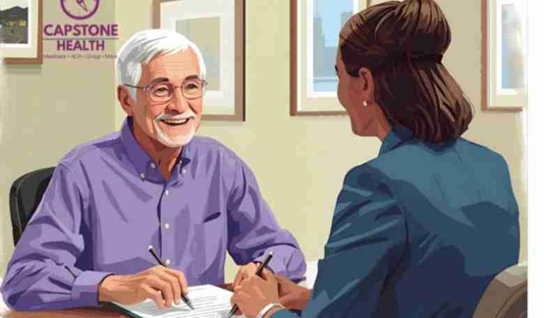 Florida senior reviewing Turning 65 Medicare checklist with Capstone Health.