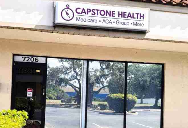Capstone Health Medicare & ACA office storefront located in New Port Richey, Florida.